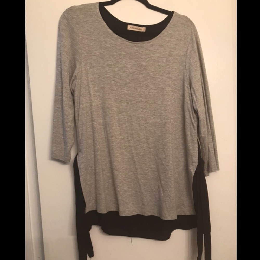 Pebble and Stone Grey Layered Side Tie Tunic Size Large